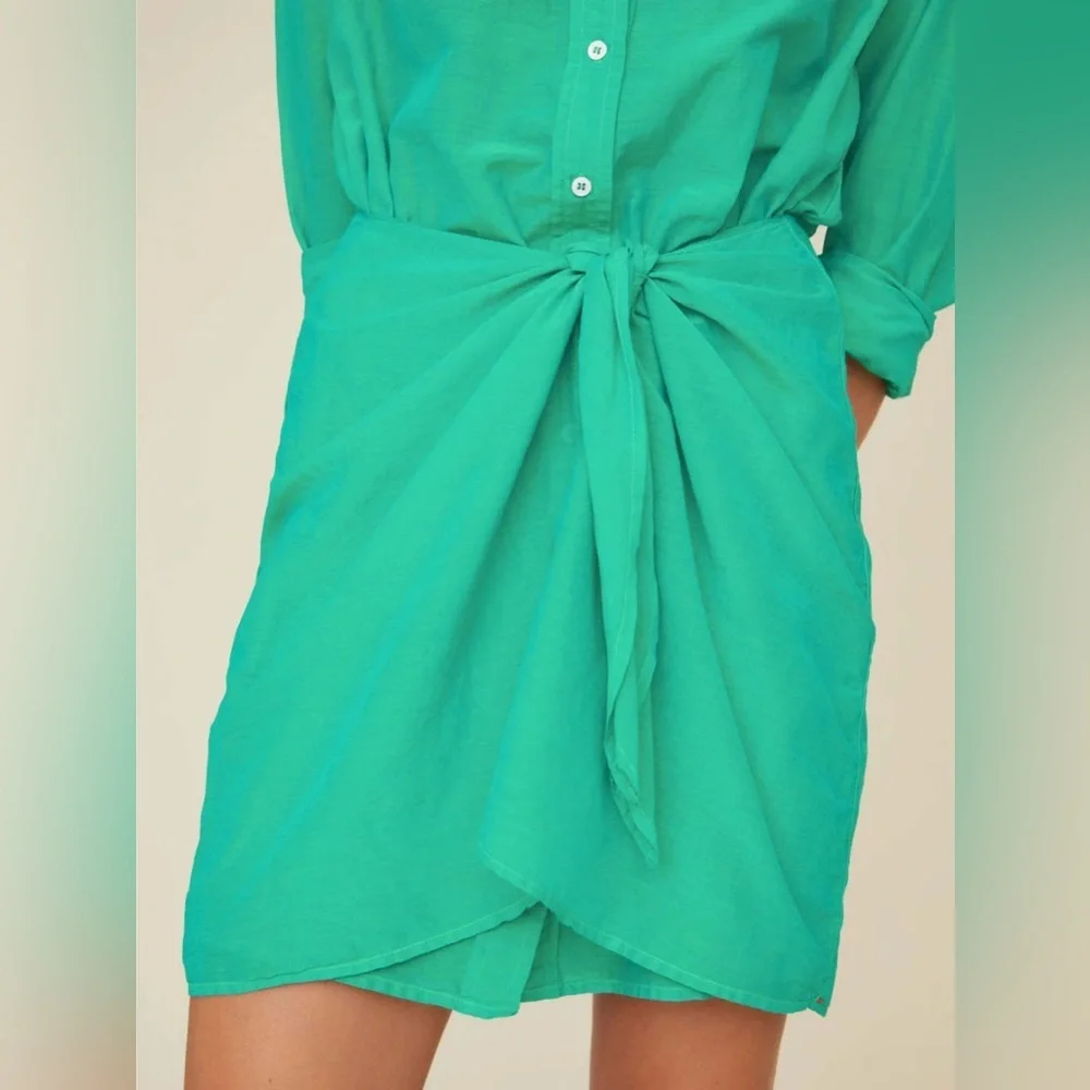 Xirena Green Topaz Arly Cotton & Silk Mini Dress, size M - Picture 3 of 7